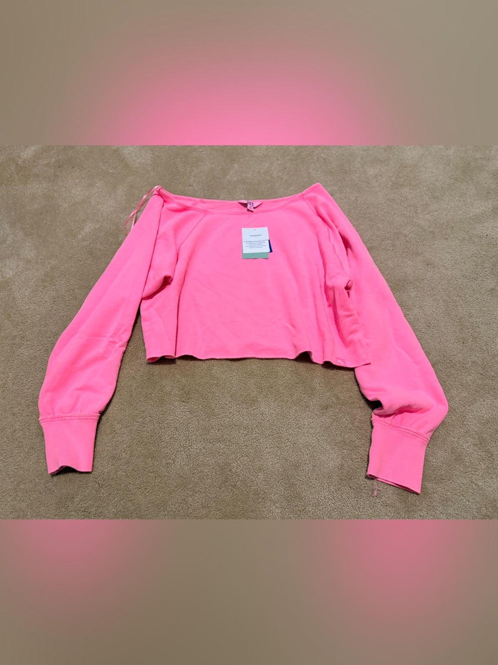 Joy Lab Cropped Fit Off the Shoulder Cropped Pink Pullover NWT